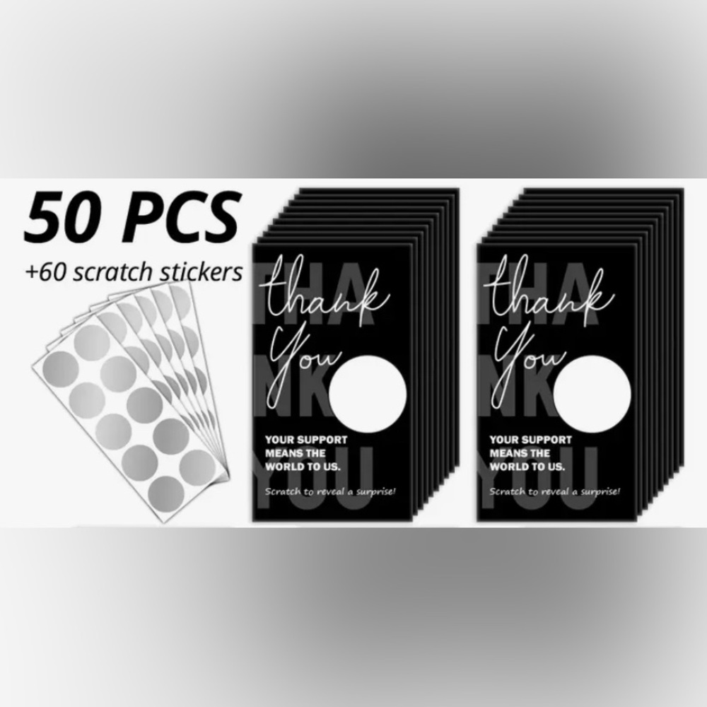 Black Thank You Cards with Scratch Stickers